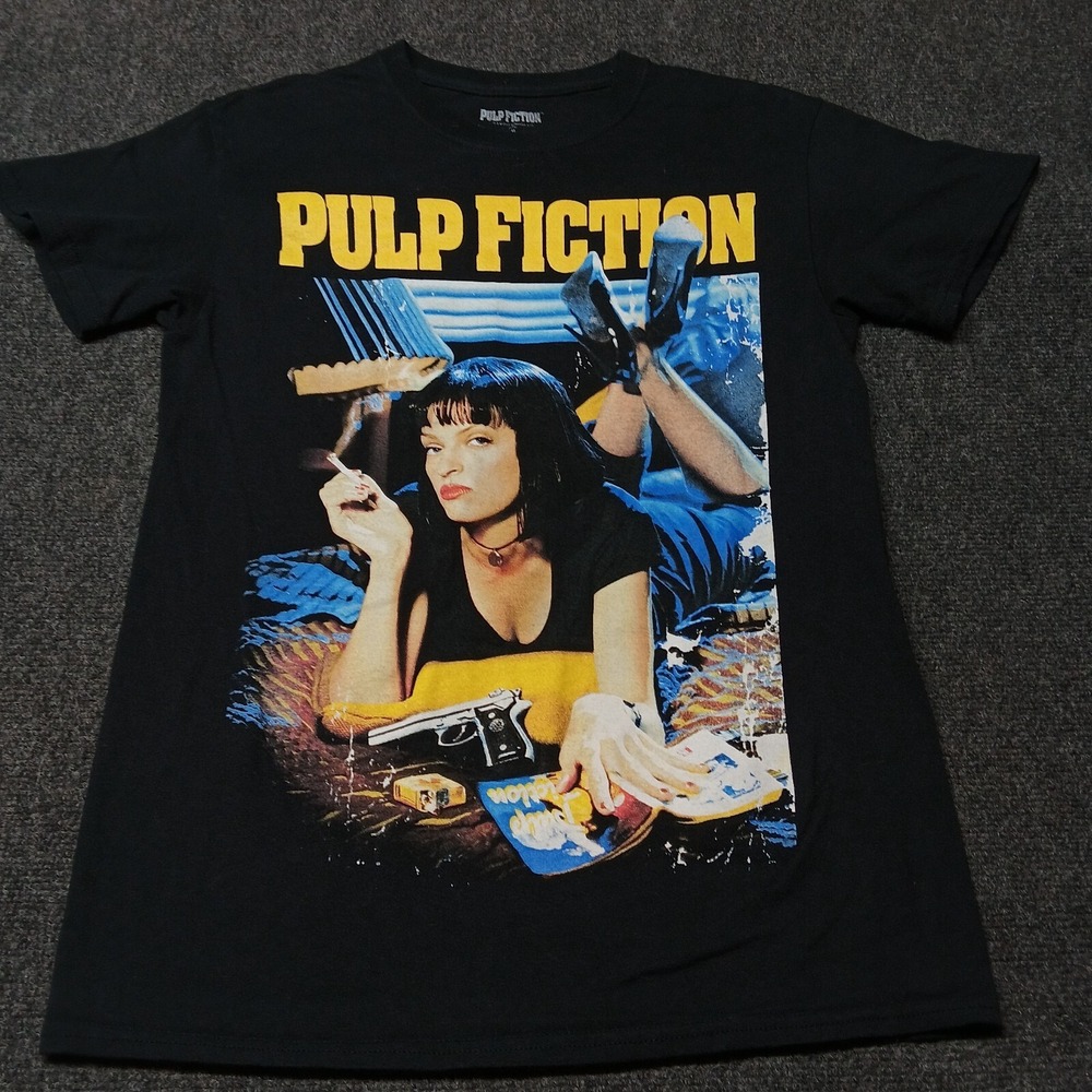 Pulp Fiction T‎ Shirt Adult Small Black Uma Thurman Graphic Tee Movie Promo